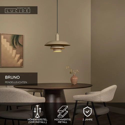Lucide BRUNO - Pendelleuchten - Ø 38 cm - 1xE27 - Taupe | Essential - USP